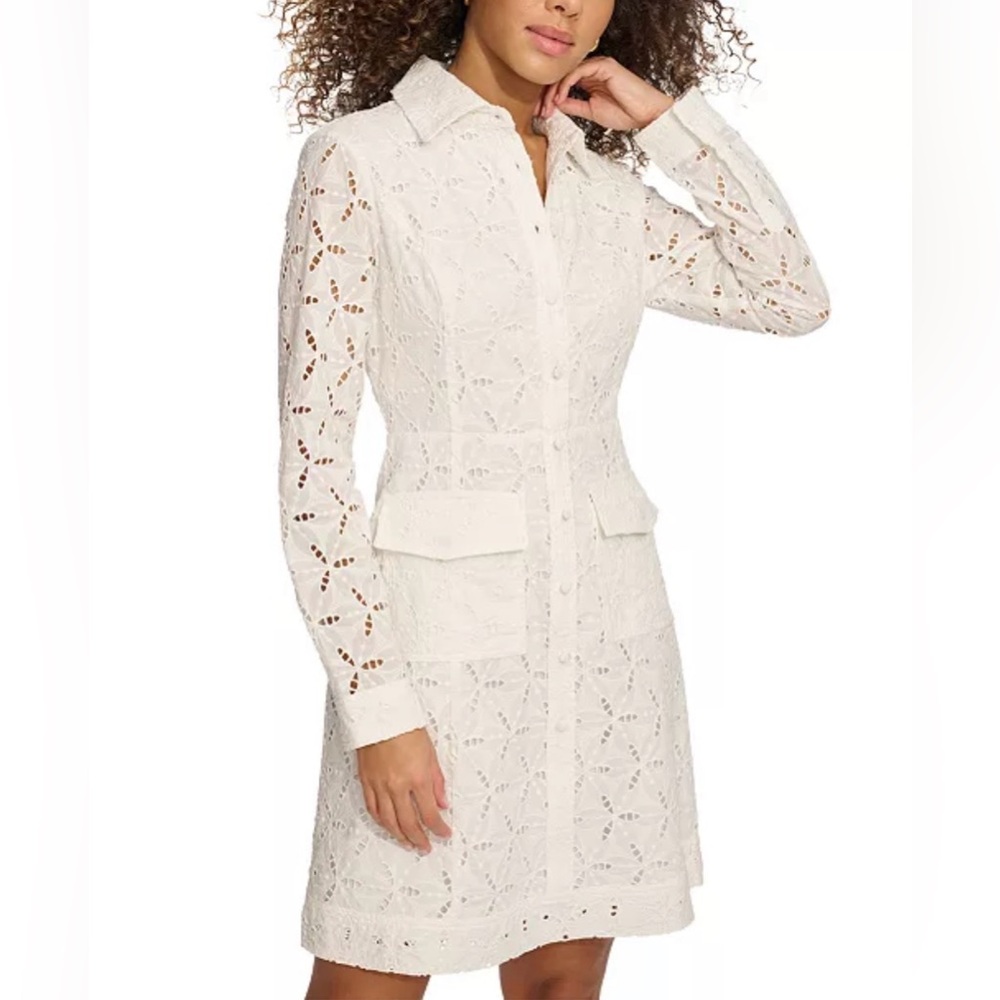 kenzie Cotton Eyelet Long-Sleeve Shirtdress - Picture 2 of 13